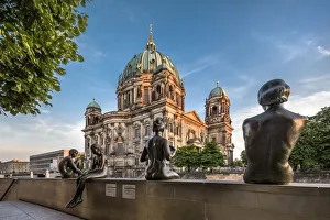 Statues in front of Berlin Dome and Spree River, Berlin, Germany