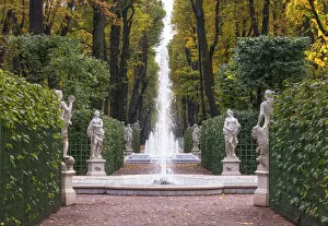 Avenue Gallery: Statues and fountains of the Summer Garden (Letniy sad) in autumn, Saint Petersburg