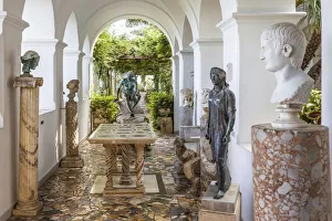 San Michele Prints: Statues in the garden of Villa San Michele, Anacapri, Capri, Gulf of Naples, Campania
