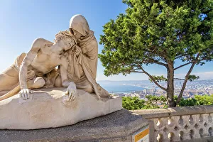 Marseille Prints: Statues outside Basilica of Our Lady of the Guard