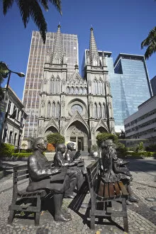 Images Dated 12th October 2012: Statues outside Presbytarian Cathedral, Centro, Rio de Janeiro, Brazil