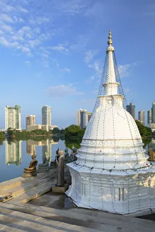 Statues at Seema Malakaya on Bere Lake, Colombo, Sri Lanka