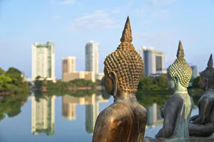 Statues at Seema Malakaya on Bere Lake, Colombo, Sri Lanka