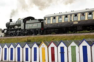 Steam Train & beach huts, Goodrington, Devon, UK