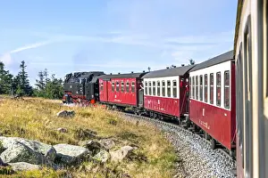 Steam train travelling from Wernigerode to the peak of the Brocken Mountain, Harz