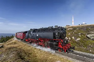 Steam train travelling from Wernigerode to the peak of the Brocken Mountain, Harz