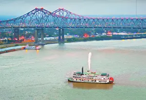 Mississippi River Prints: Steamboat paddles out of the Port of New Orleans on the Mississippi River