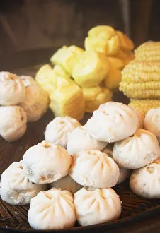 Snack Prints: Steamed buns and corn, Shenzhen, Guangdong Province, China