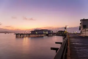 Santa Barbara Prints: Stearns Wharf at dusk, Santa Barbara, California, USA