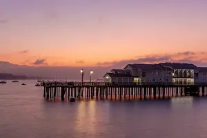 Santa Barbara Prints: Stearns Wharf at dusk, Santa Barbara, California, USA