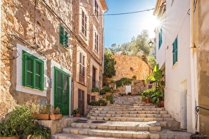In The Morning Prints: Steep alley in the mountain village of Banyalbufar