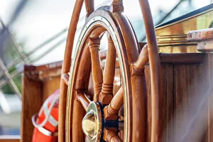 Bodden Prints: Steering wheel of a windjammer in the Bodden harbour of Zingst