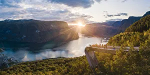 Famous Place Prints: Stegastein lookout, Aurlandsvangen, Sogn og Fjordane, Norway