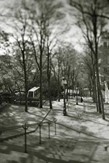 Funicular Railway Prints: Steps up to Montmartre, Paris, France