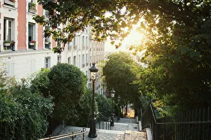 Montmartre Prints: Steps by Montmartre, Paris, Ile de France, France