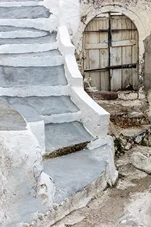 Emporio Prints: Steps and old door, Emporio, Santorini, Cyclades Islands, Greece, Europe