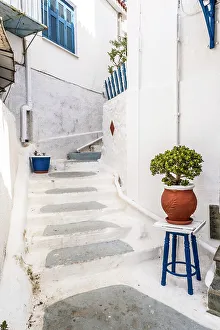 Poros Prints: Steps in a small alley, Poros Island, Saronic Islands, Greece