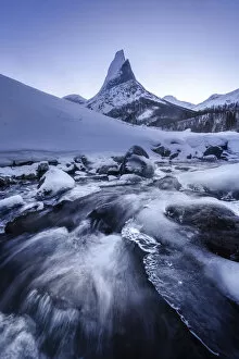 Images Dated 13th July 2020: Stetind (Norways national mountain) at twilight in winter, Norway