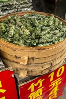 Images Dated 10th November 2014: Sticky Rice in bamboo leaf, Qibao, Shanghai, China