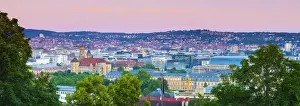 Stiftskirche (Collegiate Church) and Central City Overview illuminated at Sunrise