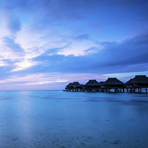 Society Islands Prints: Stiled hotel suites at twilight