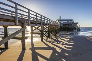 Peter Ording Prints: Stilt house on the beach in St. Peter-Ording, North Friesland, Schleswig-Holstein