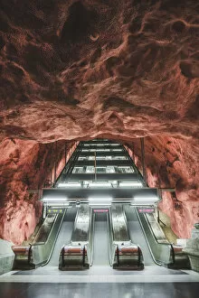 Images Dated 5th January 2017: Stockholm, Sweden, Northern Europe. Decorated underground metro station