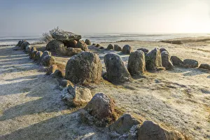 Winter Sun Prints: Stone Age stone circle Harhoog in Keitum, Sylt, Schleswig-Holstein, Germany