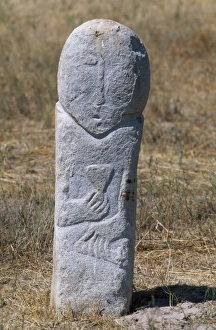 Central Asian Gallery: Stone Balbals or tomb markers, Western Turk, 6th to 8th century