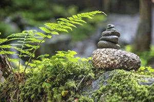 Images Dated 4th October 2021: Stone figures in the forest at the Reinfalls in Reintal, Valle Aurina, South Tyrol, Italy