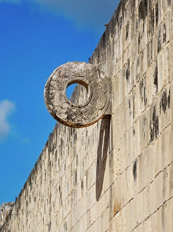 Court Prints: Stone Ring at The Great Ball Game Court, Chichen Itza, Yucatan State, Mexico