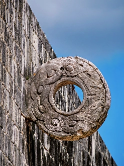 Court Prints: Stone Ring at The Great Ball Game Court, Chichen Itza, Yucatan State, Mexico