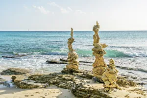 Barbados Prints: Stone Stacks, Paradise Beach, Barbados, Caribbean