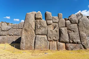 Landmarks Prints: Stone wall at archeological site of Sacsayhuaman