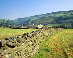 Stone Wall Prints: Stone Wall Leading to Gunnerside, Swaledale, North Yorkshire, England