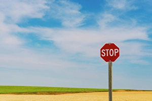 Prairies Prints: Stop sign and prairie Mossleigh, Alberta, Canada
