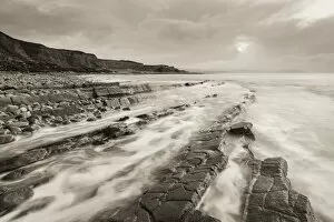 Images Dated 16th January 2014: Stormy evening at Kilve Beach on the Somerset Coast, Somerset, England. Winter (January)