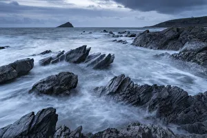 Stormy evening at Wembury Bay on the South Devon coast, England. Winter (February) 2020 Stormy evening at Wembury Bay on the South Devon coast, England. Winter (February) 2020