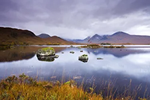 Stormy skies over Lochan Na H-Achlaise on Rannoch Moor in Autumn, Highlands, Scotland Stormy skies over Lochan Na H-Achlaise on Rannoch Moor in Autumn, Highlands, Scotland