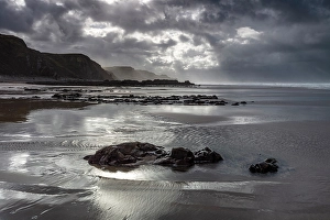 Stormy Weather Prints: Stormy weather, Sandymouth Beach, near Bude, North Corwall, England