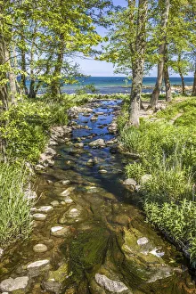 Listed Prints: Stream flows into the Baltic Sea at Listed on Bornholm, Denmark