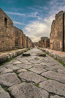 Campania Prints: Street in the archaeological area of Pompeii, Pompei, Campania, Italy