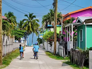 Dirt Road Prints: Street of Caye Caulker Village, Caye Caulker, Belize District, Belize