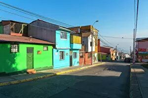 Built Structure Collection: Street with colorful houses, Cerro La Florida, Valparaiso, Valparaiso Province, Valparaiso Region