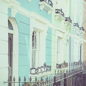 Street of colourful houses, Kentish Town, London, England, UK