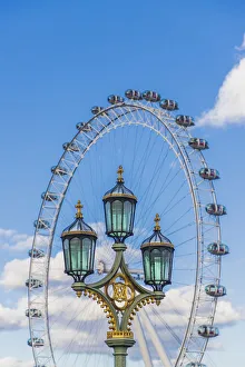 Ferris Wheel Prints: Street lantern and The London Eye, or the Millennium Wheel, London, England