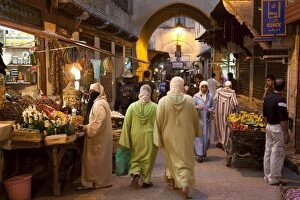 Street life on Talaa Kbira in the old medina of Fes, Morocco