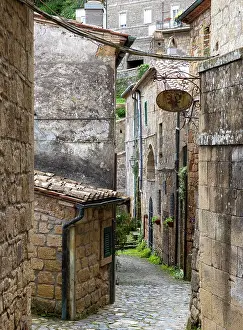 Province Of Grosseto Prints: Street in the medieval hill town of Sorano, province of Grosseto, Tuscany, Itay