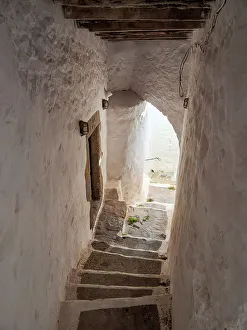 Whitewashed Prints: Street of Patmos Chora, Patmos Island, Dodecanese, Greece