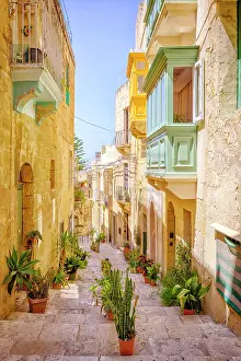 Birgu Prints: Street of picturesque Vittoriosa (Birgu), Valletta, Malta